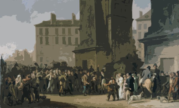 Louis-Léopold Boilly, "Les conscrits de 1807 défilant devant la porte Saint-Denis", [1808]
