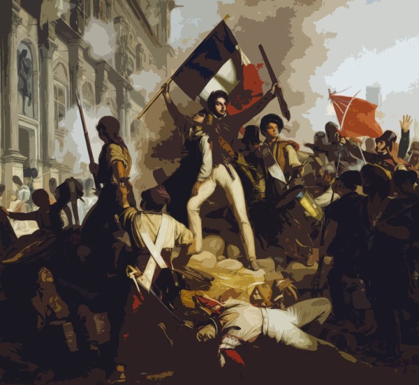 Jean-Victor Schnetz, Combat devant l'Hôtel de Ville, le 28 juillet 1830, huile sur toile, 1833
